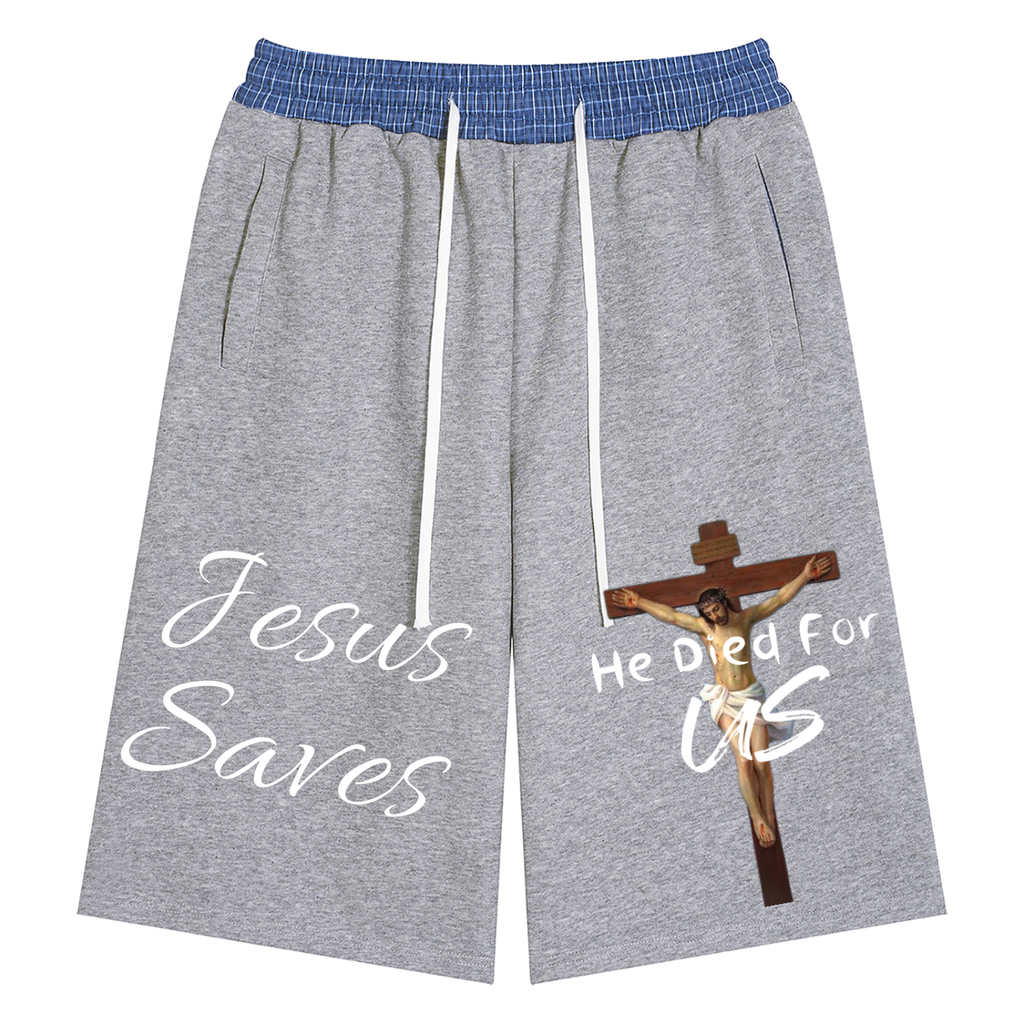 Plaid Waistband 3/4 SweatShorts