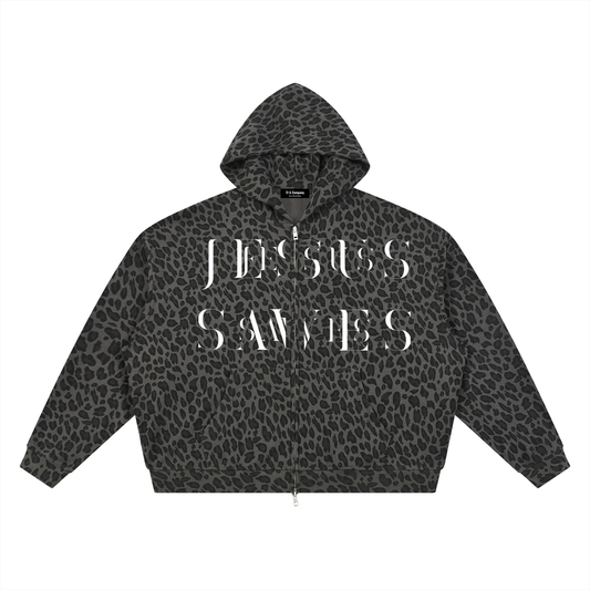 Leopard Print Full Zip Hoodie